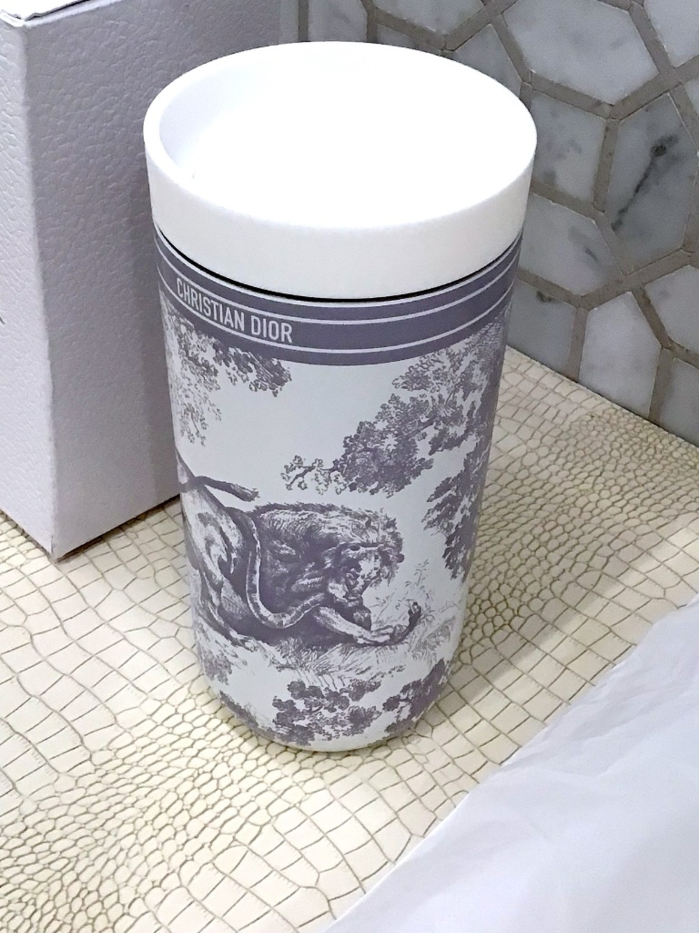 BRAND NEW CHRISTIAN DIOR TOILE DE JOUY INSULATED TRAVEL TUMBLER